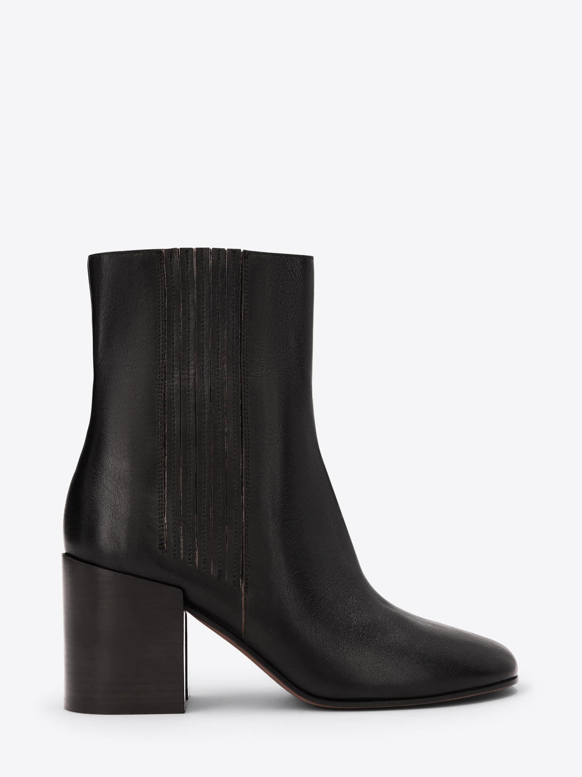 Black ankle boot on a white background