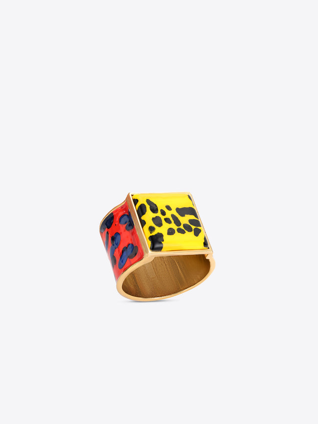 Colorful animal print bracelet on a light grey background