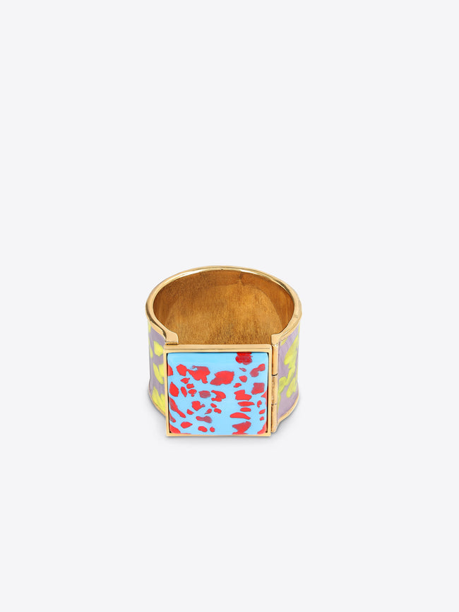 Colorful bracelet with floral pattern on a light grey background