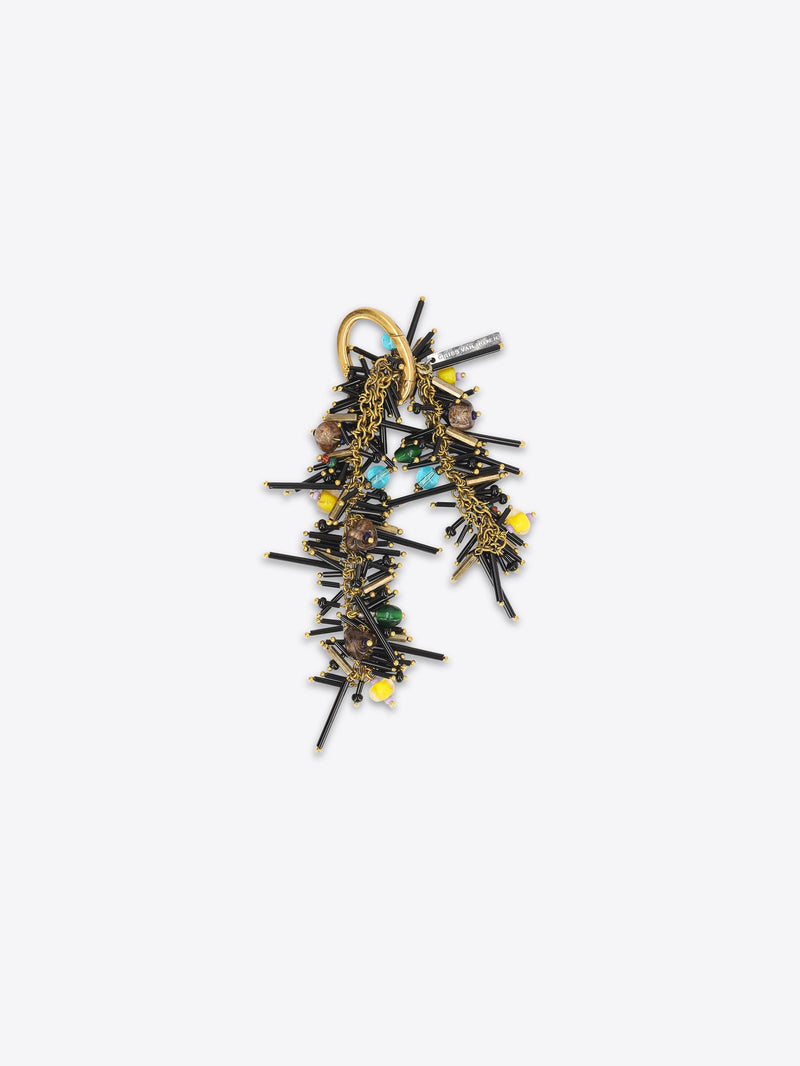 Embroidered bag charm with multicolored accents 