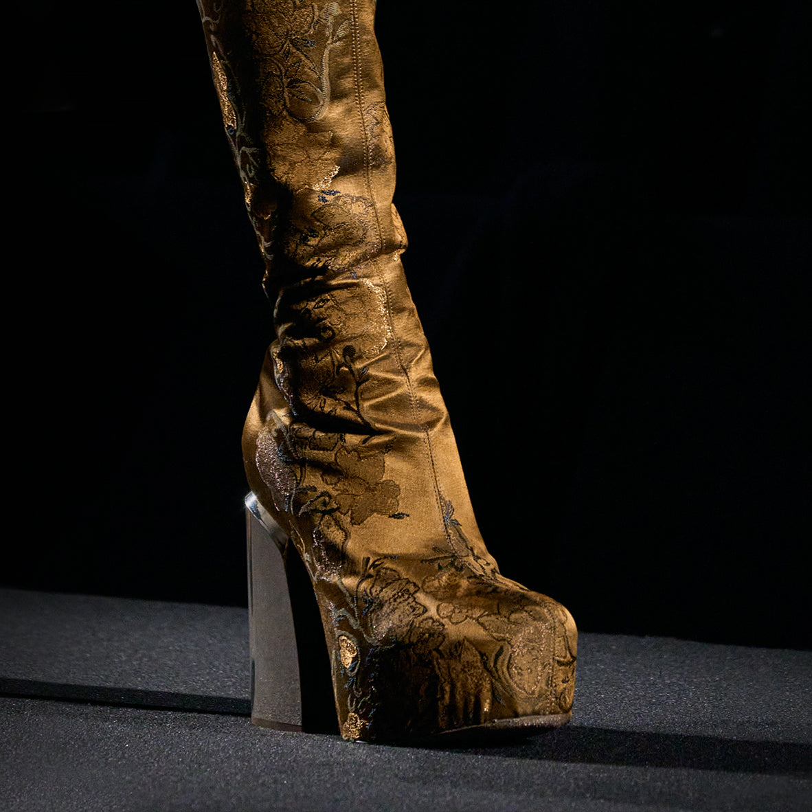 chanel gold boots