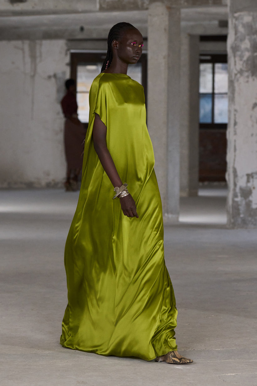 dries van noten green dress dilian dress