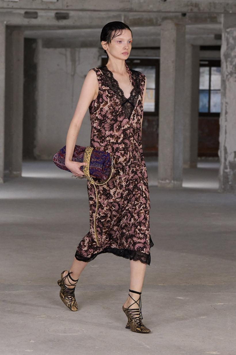 white christmas dresses Dries Van Noten - Women - Printed Silk Dress - Peach