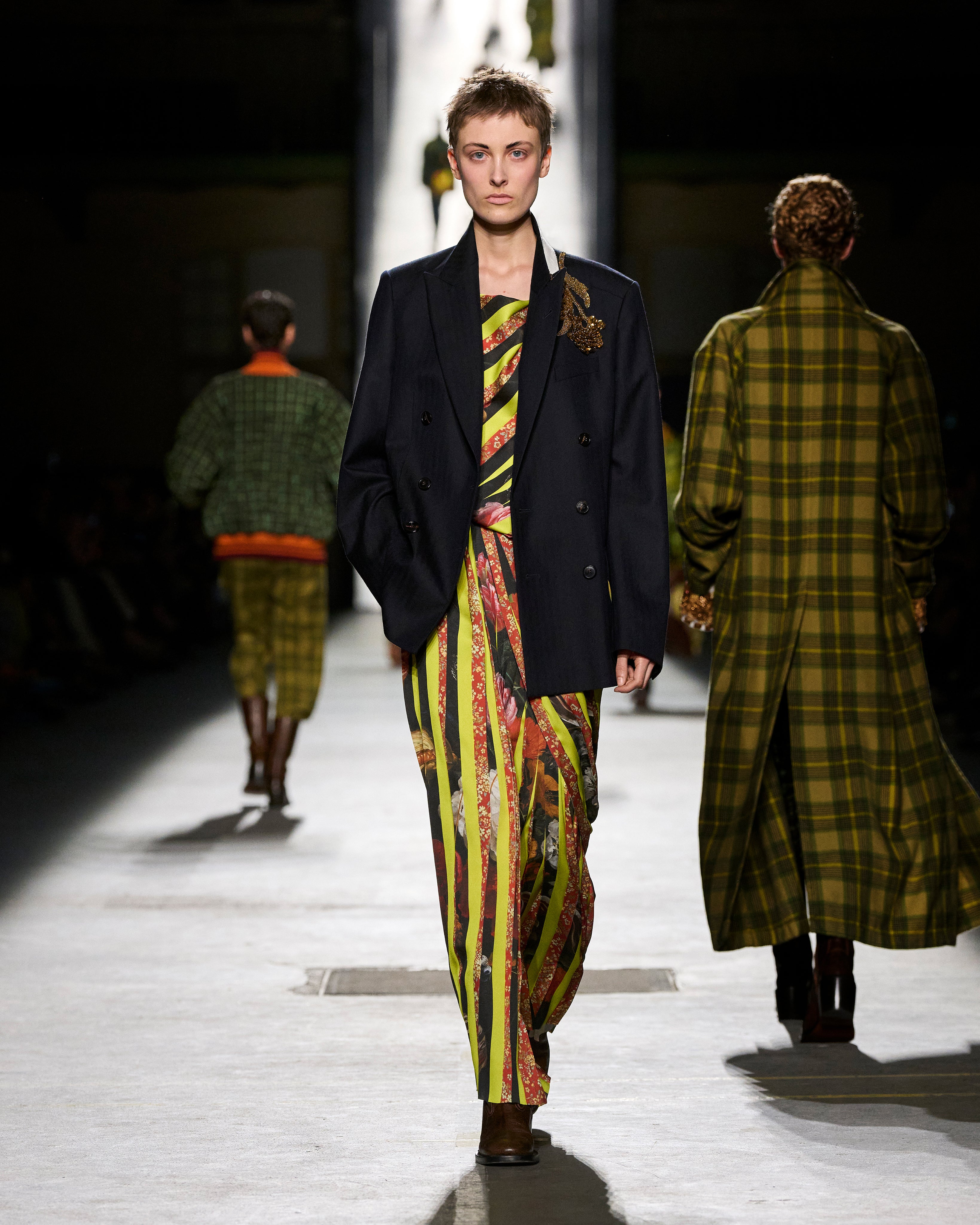 DRIES VAN NOTEN / ドリスヴァンノッテン | ハイネック プルオーバー シャツ カットソー | 36 | イエロー/オレンジ/ネイビー系 | レディース DRIES VAN NOTEN - DRIES VAN NOTEN / ドリスヴァンノッテン
