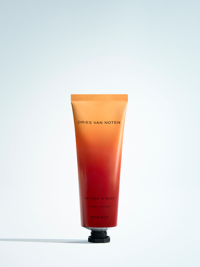 Gradient tube of Dries Van Noten hand cream on a white background