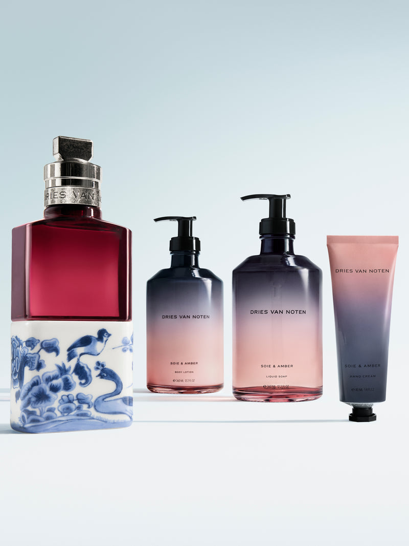 Set of Dries Van Noten beauty products in gradient packaging 