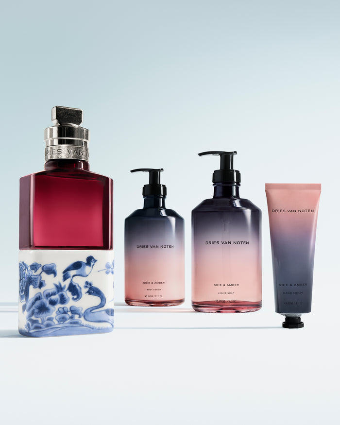 Set of Dries Van Noten beauty products in gradient packaging 