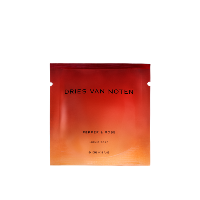 Dries Van Noten pepper&rose liquid soap sample in color-gradient packaging 