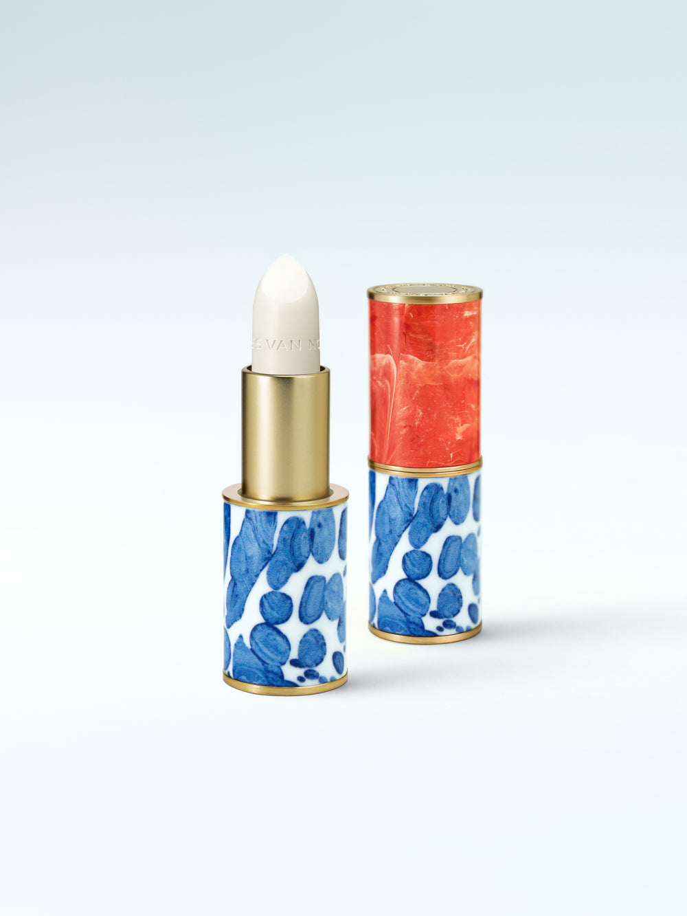 Refillable Lipstick BALM, Coral ceramic case, Transparent shade