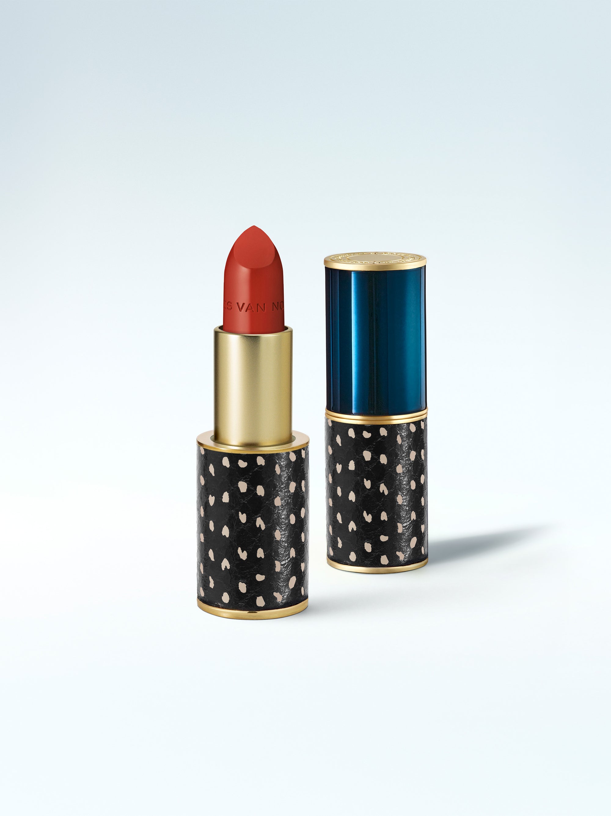 Refillable Lipstick SATIN, Mezzanotte blu case, Antwerp vermeil shade