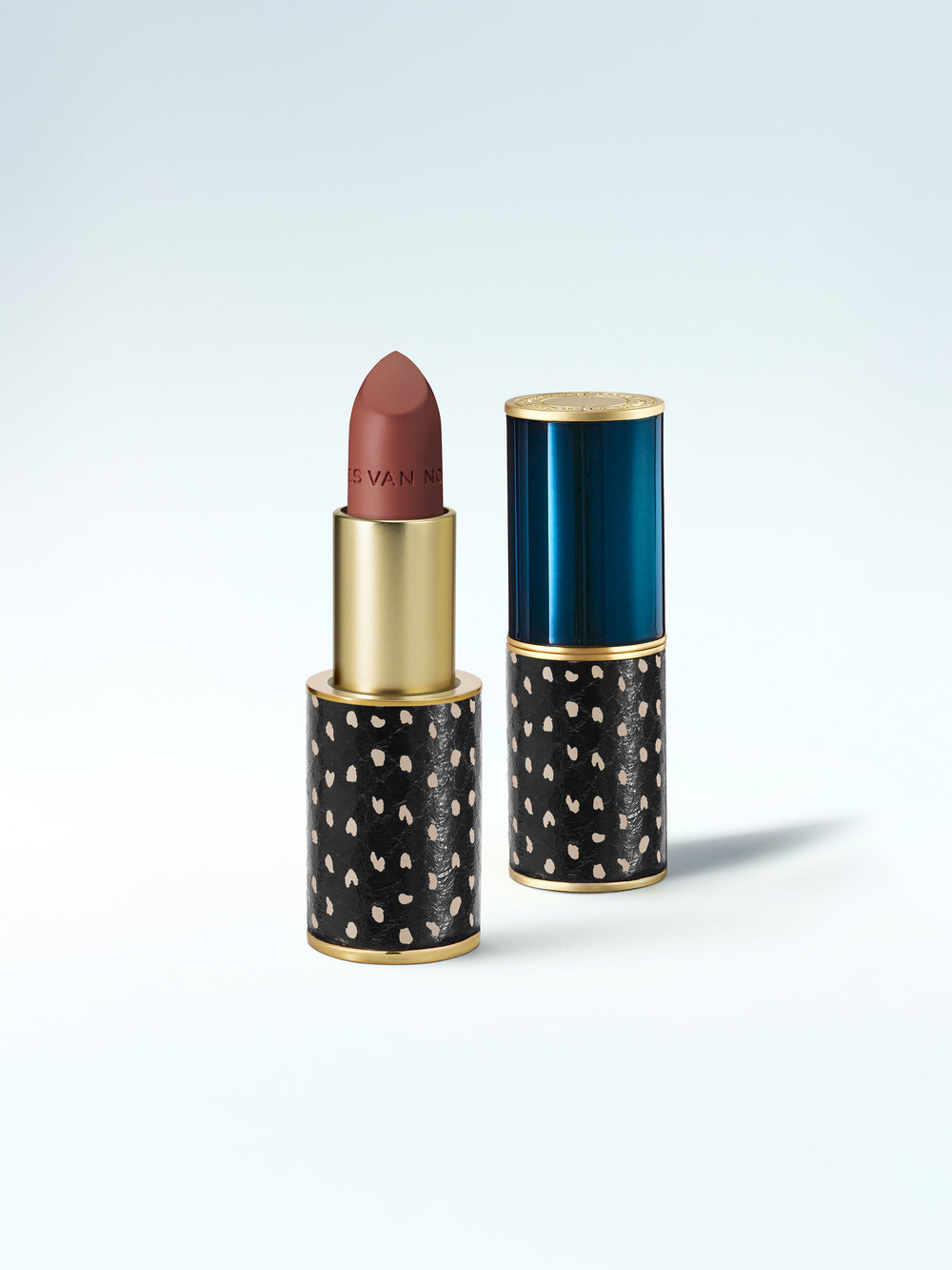 Refillable Lipstick SHEER, Mezzanotte blu case, Graphic ochre shade