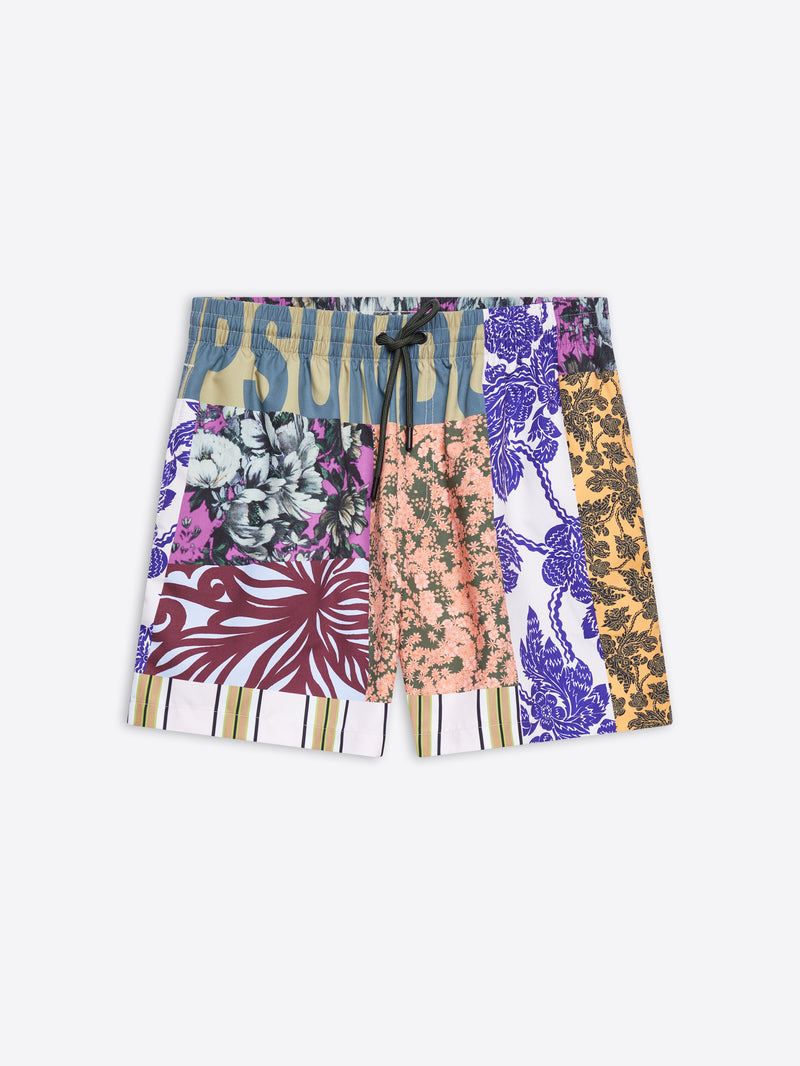 Patched swim shorts